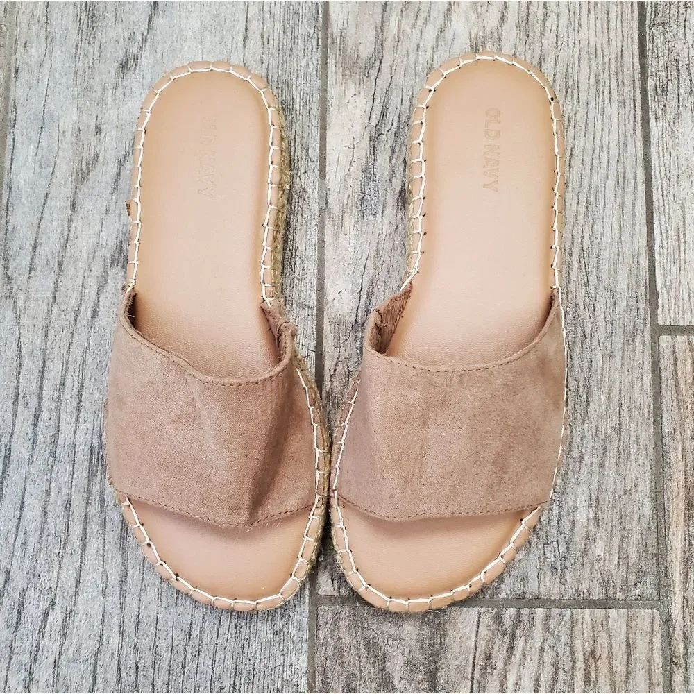 NWOT Old Navy Tan Espadrille Slides Girl's Size 6